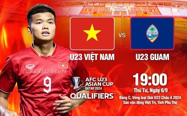 Link xem trực tiếp Vòng loại giải vô địch U23 châu Á 2024: U23 Việt Nam vs U23 Guam, 19h hôm nay 6/9/2023