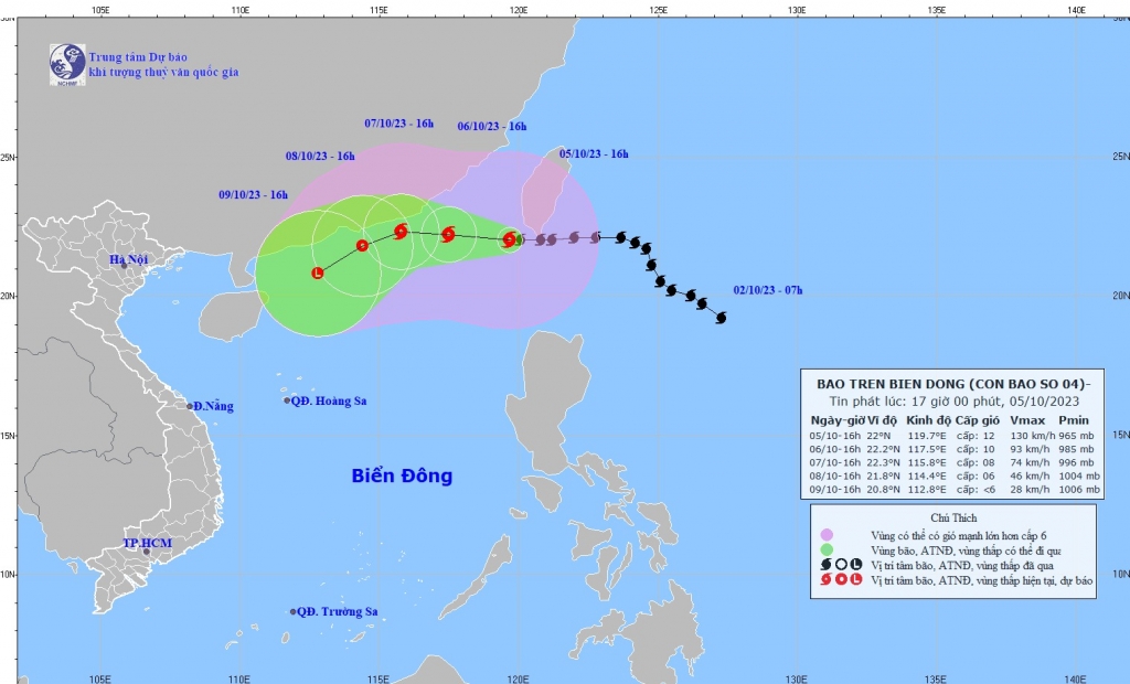 Bão KOINU đi vào biển Đông, trở thành cơn bão số 4 trong năm 2023