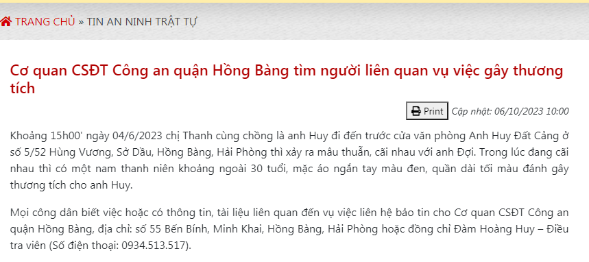 Hải Phòng: Tìm người liên quan vụ việc gây thương tích ở quận Hồng Bàng