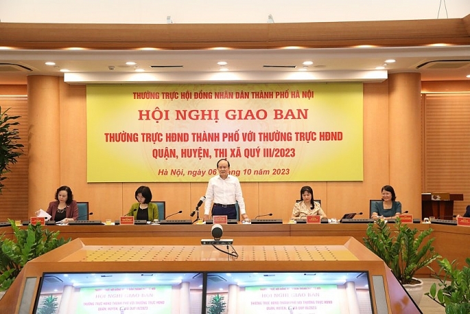 Chủ tịch HĐND TP Hà Nội Nguyễn Ngọc Tuấn chủ trì hội nghị đánh giá về hoạt động HĐND 9 tháng năm 2023	Ảnh : Vân Hà