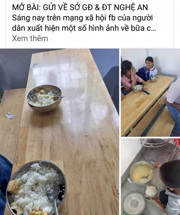 Hiệu trưởng trường Tiểu học Nghi Thái nói gì về hình ảnh bữa cơm bán trú 