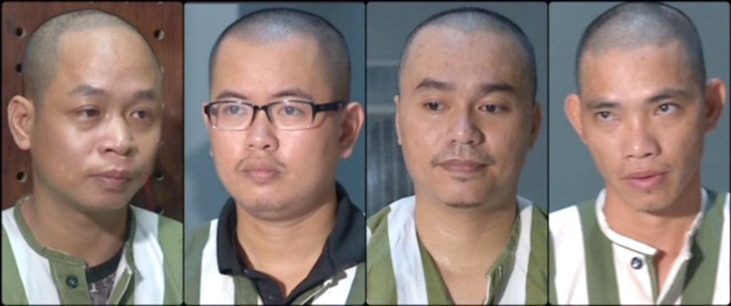 Chú thích: Các đối tượng trong vụ án gồm Bùi Tiến Lực, Phan Thanh Hải, Trần Thanh Hòa, Nguyễn Thanh Phong (từ trái qua phải)        Ảnh: CQCA