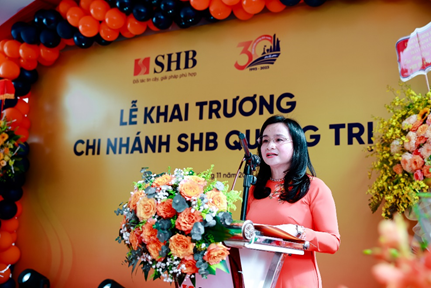 Tổng Giám đốc SHB Ngô Thu Hà nhấn mạnh SHB Quảng Trị sẽ hoạt động an toàn, hiệu quả và đóng góp vào sự phát triển kinh tế của tỉnh.