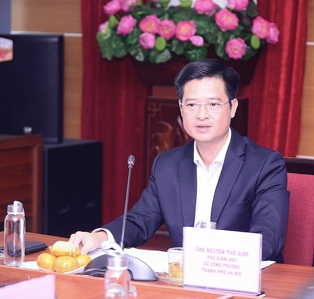 Phó Giám đốc Sở Công thương Hà Nội Nguyễn Thế Hiệp phát biểu tại Tọa đàm. Ảnh Phạm Hùng