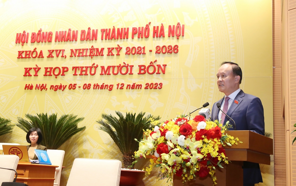 Chủ tịch HĐND TP Hà Nội Nguyễn Ngọc Tuấn phát biểu bế mạc Kỳ họp thứ 14 HĐND TP khóa XVI
