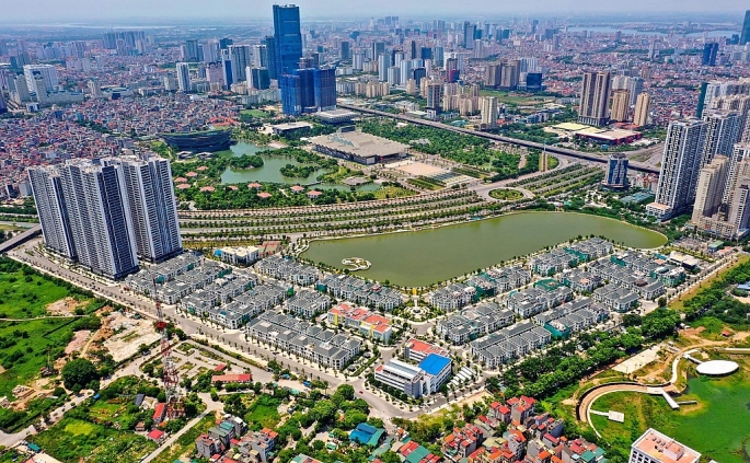 Hà Nội sẽ phát triển theo mô hình chùm đô thị, đa cực, đa trung tâm (Ảnh chụp tại Vin Greenbay, Đại lộ Thăng Long, Hà Nội).	Ảnh: Khánh Huy