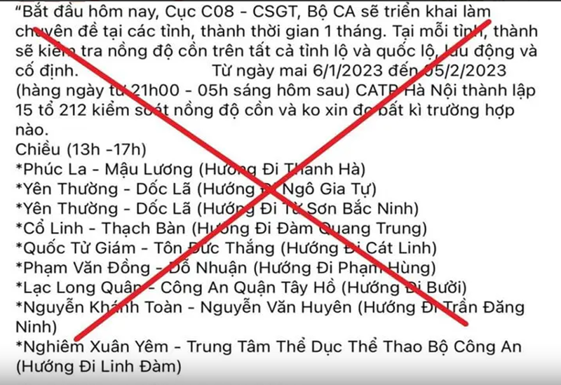 Hà Nội: Thông tin lập 15 tổ kiểm soát nồng độ cồn là không chính xác