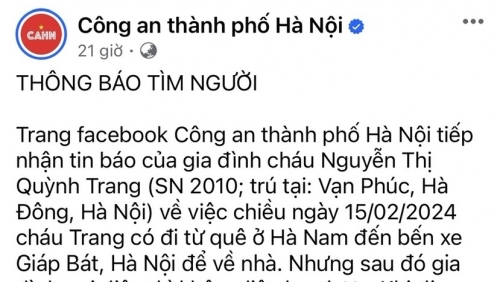 Mất tích bao lâu thì được báo Công an?