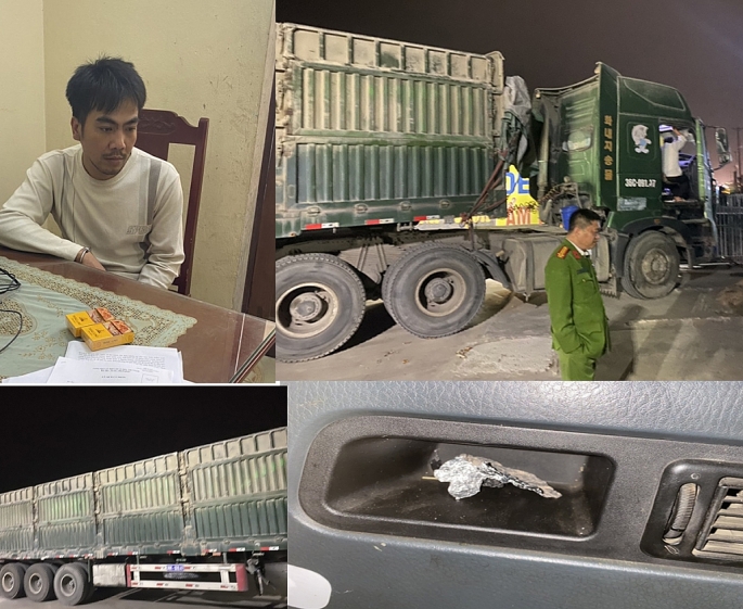 Đối tượng Trương Văn Định bị bắt quả tang đang sử dụng ma túy trên xe container. Ảnh: CQCA