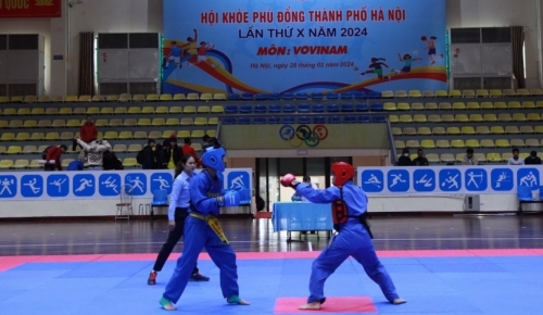 Học sinh Hà Nội thi đấu tưng bừng với môn võ Vovinam tại Hội khỏe Phù Đổng
