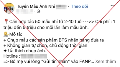 Người phụ nữ ở Hà Nội mất hơn 300 triệu đồng vì bẫy lừa đảo tuyển “mẫu ảnh nhí”