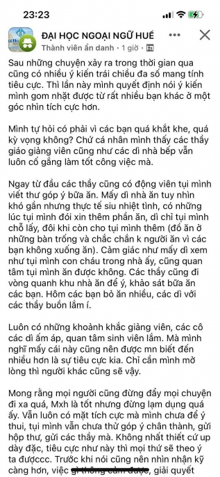 Không có chuyện sinh viên đói, chỉ chưa hợp khẩu vị vài người