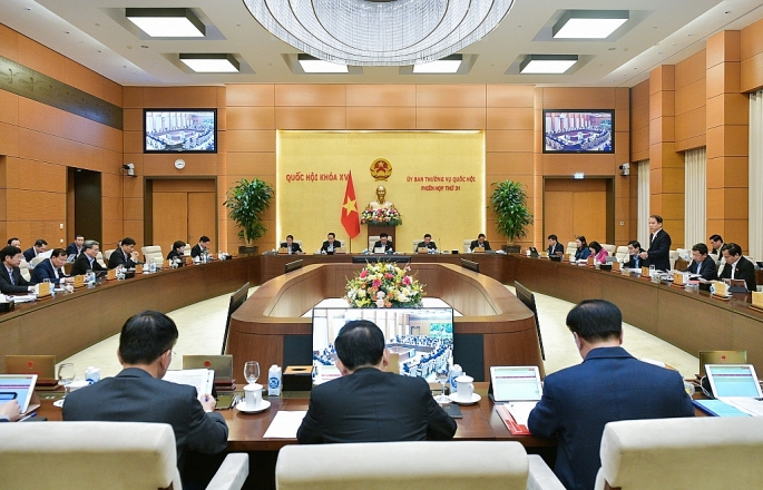 Chủ nhiệm Ủy ban Pháp luật của Quốc hội Hoàng Thanh, tại phiên họp thứ 31 của Uỷ ban Thường vụ Quốc hội ngày 14/3/2024.           Ảnh: Quốc hội