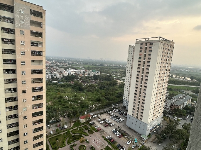 Một khu chung cư tại phường Thạch Bàn, quận Long Biên, thành phố Hà Nội có giá thành tăng gần gấp đôi so với thời điểm 2019.	Ảnh: N.D