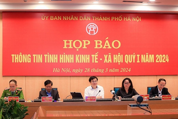 UBND TP Hà Nội tổ chức họp báo thông tin về tình hình kinh tế - xã hội Quý I năm 2024.