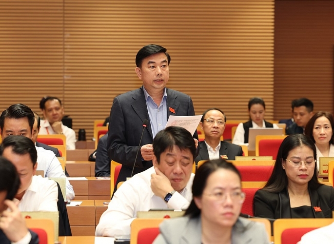 Đại biểu Nguyễn Minh Đức (tổ ĐB quận Hoàng Mai) góp ý vào Quy hoạch Thủ đô Hà Nội thời kỳ 2021- 2030, tầm nhìn đến năm 2050. 