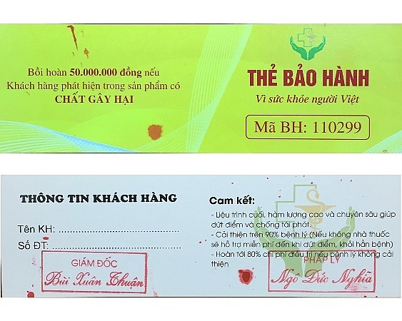 Thông tin ghi trên Thẻ bảo hành của các đối tượng lừa đảo