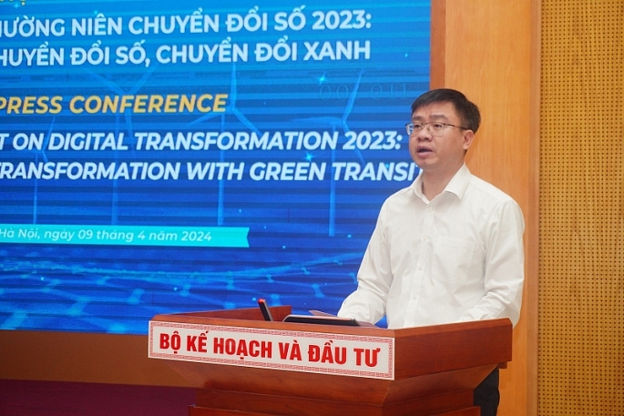 Toàn cảnh hội thảo công bố Báo cáo thường niên chuyển đổi số 2023 được tổ chức ngày 9/4 tại Hà Nội. Ảnh: Đ.Thanh