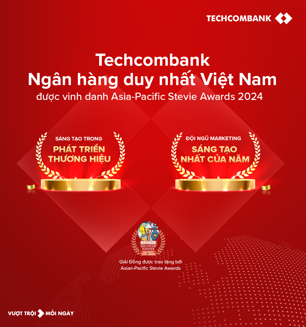 Techcombank được vinh danh 2 giải thưởng về đổi mới sáng tạo lĩnh vực thương hiệu và tiếp thị khu vực châu Á - Thái Bình Dương 2024