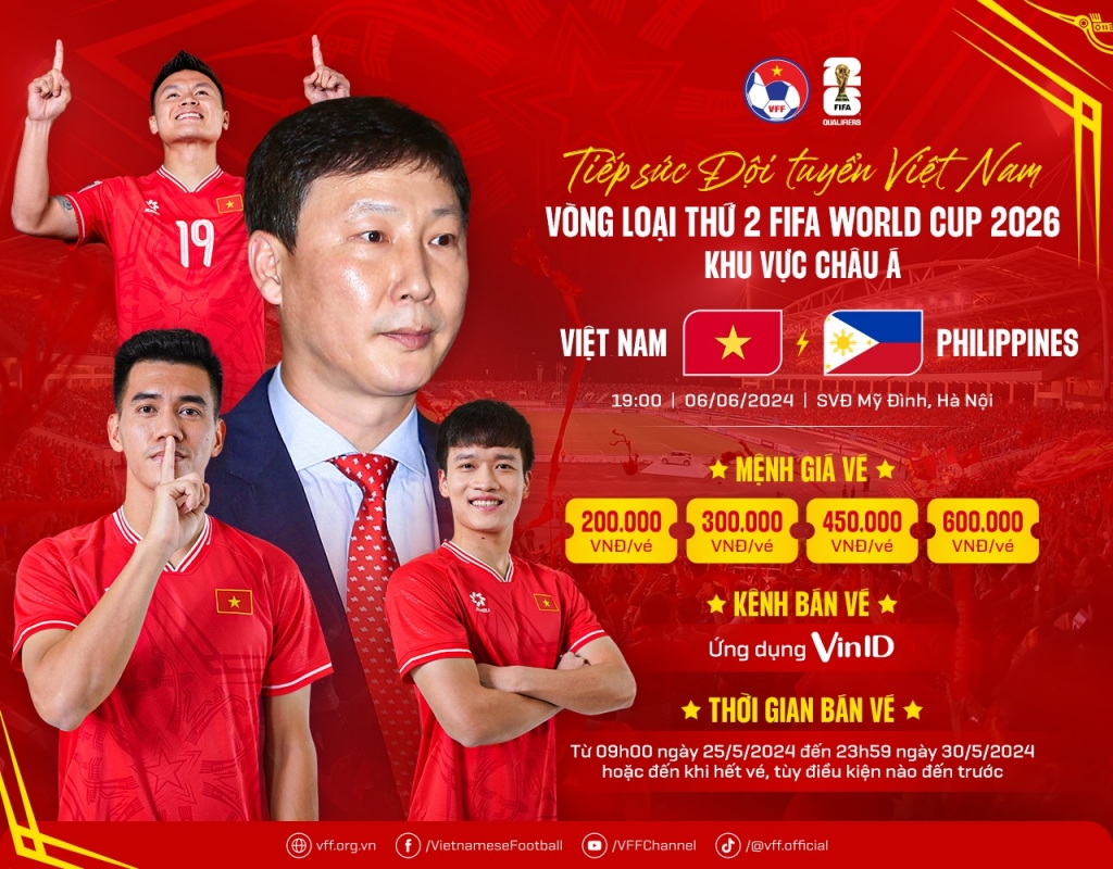 Vé trận đấu giữa Đội tuyển Việt Nam và Philippines đắt nhất 600.000 đồng