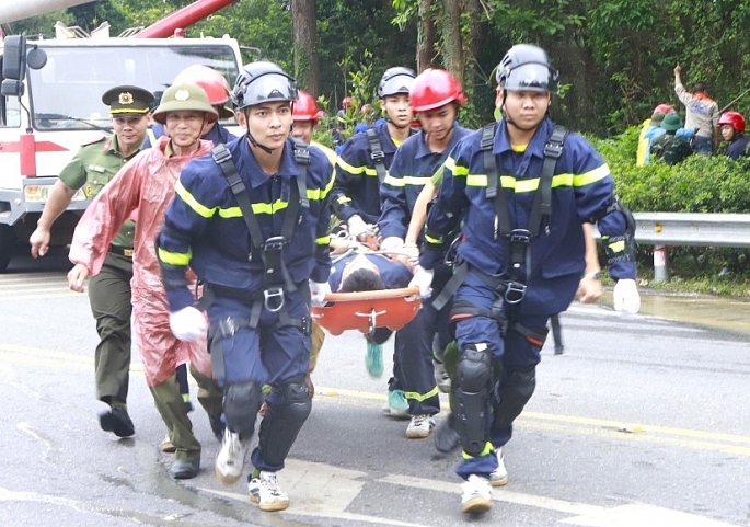 Vĩnh Phúc: diễn tập cứu nạn, cứu hộ ứng phó thiên tai, sạt lở đất đá