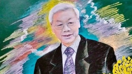 Người dân xúc động vẽ chân dung Tổng Bí thư Nguyễn Phú Trọng
