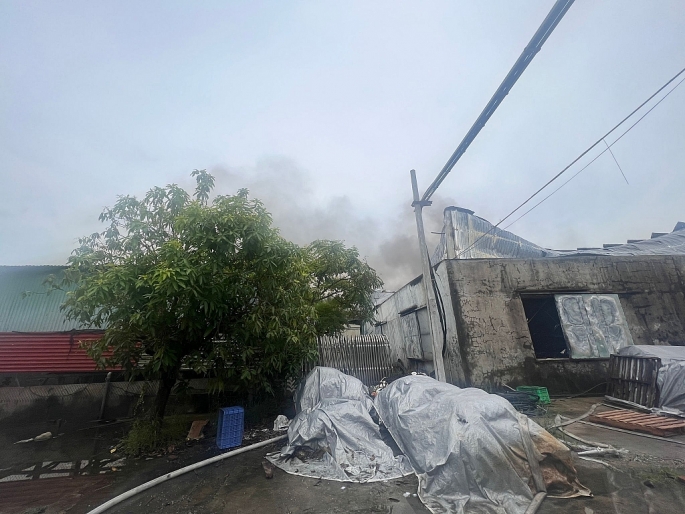 Thái Bình: cháy lớn xảy ra tại Công ty TNHH Hoa Việt