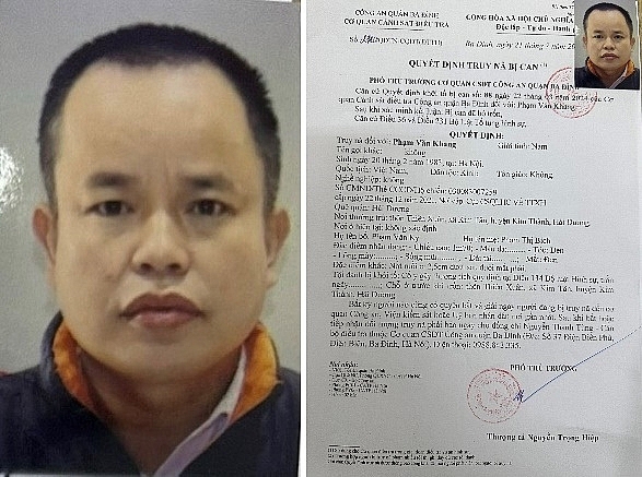 Đối tượng Phạm Văn Khang và Quyết định truy nã. Ảnh: CQCA