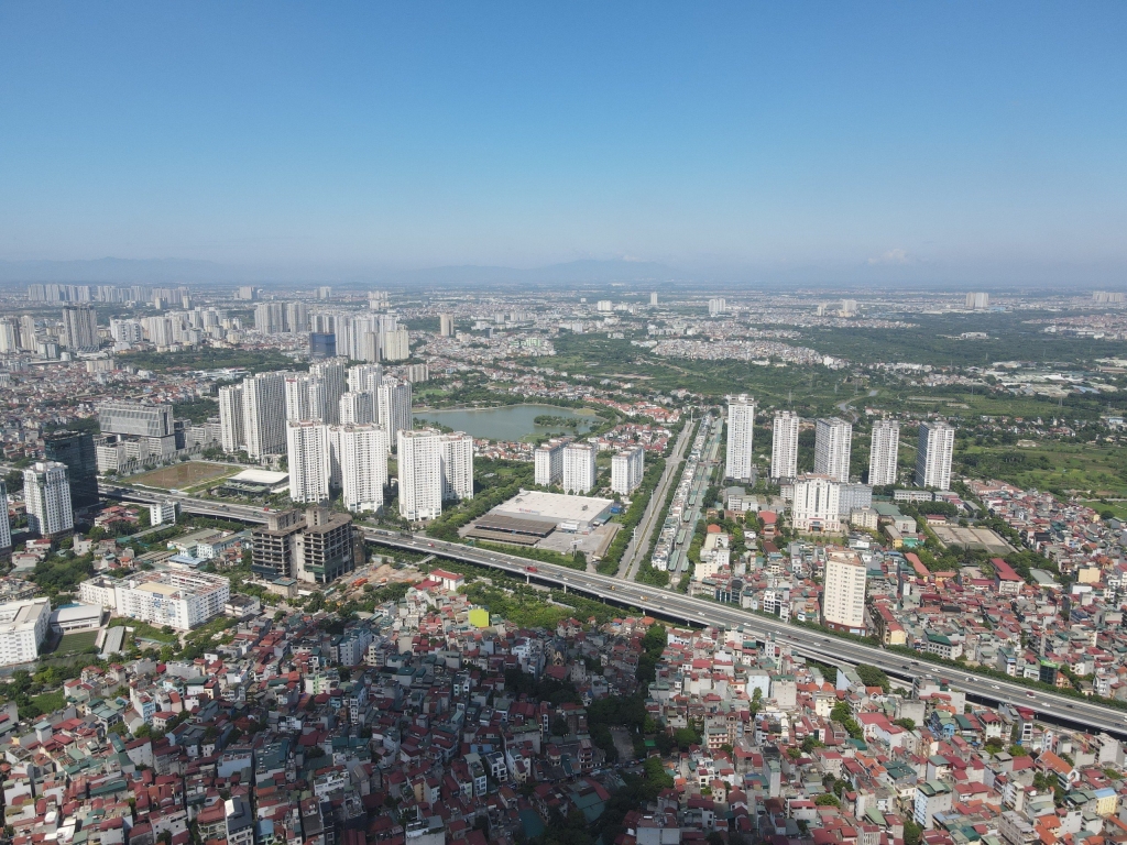 Hình ảnh chụp từ trên cao khu vực đường Phạm Văn Đồng, Hà Nội. Ảnh: N.M.