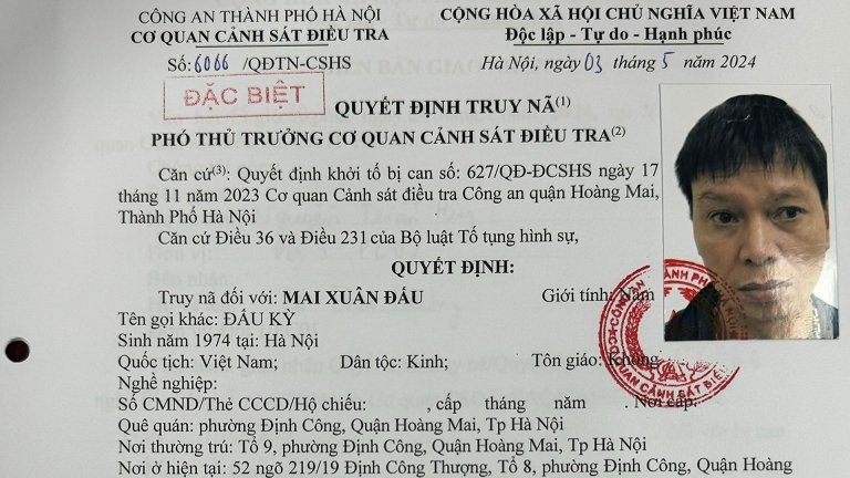 Truy nã đặc biệt Mai Xuân Đấu - đối tượng giết người ở Hà Nội