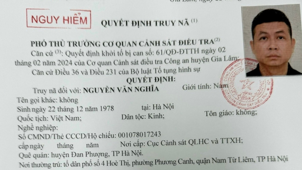 Truy nã Nguyễn Văn Nghĩa - đối tượng chém người trong lúc ăn đêm