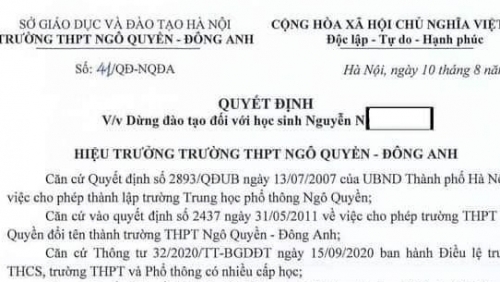 Sở Giáo dục và Đào tạo Hà Nội chỉ đạo gì về việc một học sinh lớp 12 bị "dừng đào tạo"?