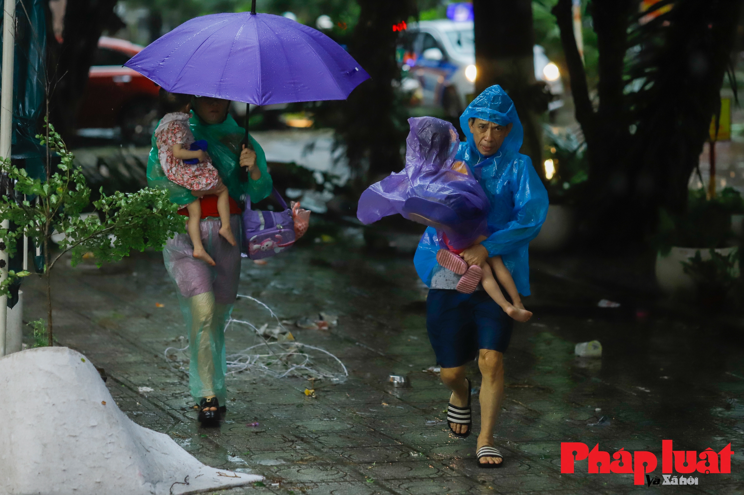 Hà Nội: mưa lớn trắng trời, cây gãy đổ, ùn tắc nghiêm trọng nhiều tuyến đường