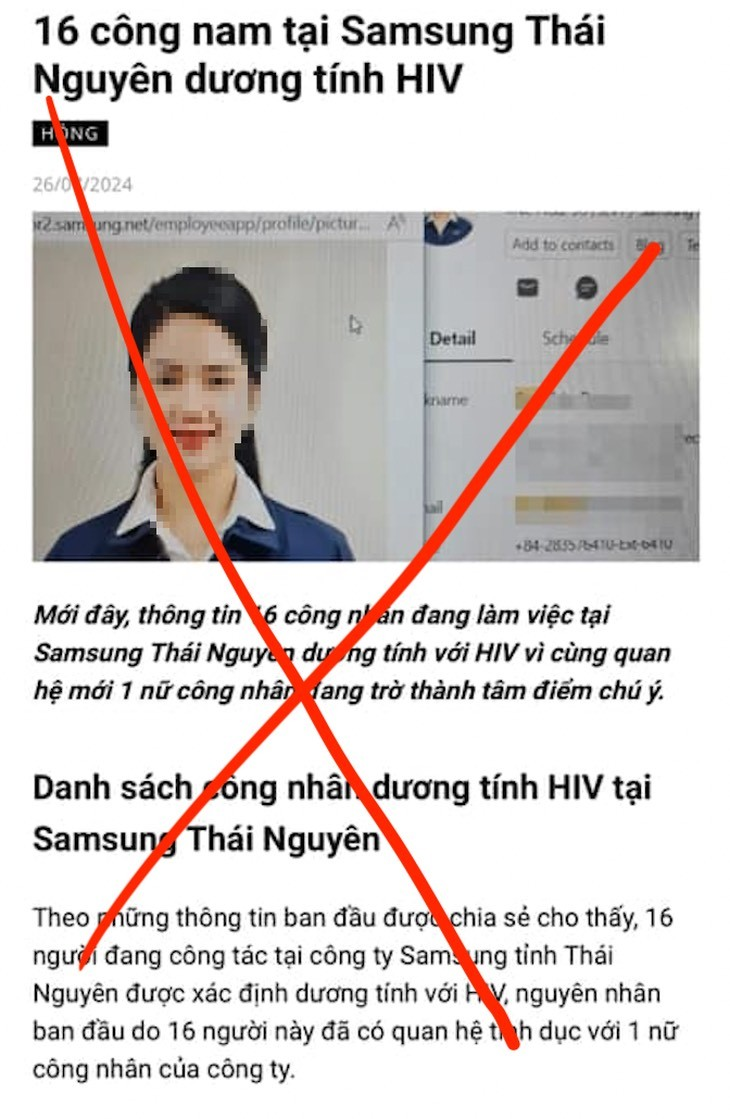 Sự thật về thông tin nữ công nhân Công ty Samsung Việt Nam nhiễm HIV lây nhiễm cho nhiều người