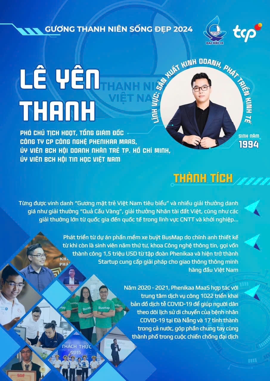 “Cha đẻ” BusMap Lê Yên Thanh vinh danh giải thưởng “Thanh niên Sống đẹp” năm 2024