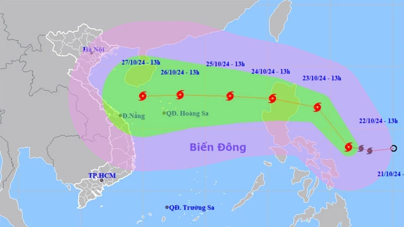 Bão TRAMI mạnh cấp 8 đang hướng vào Biển Đông