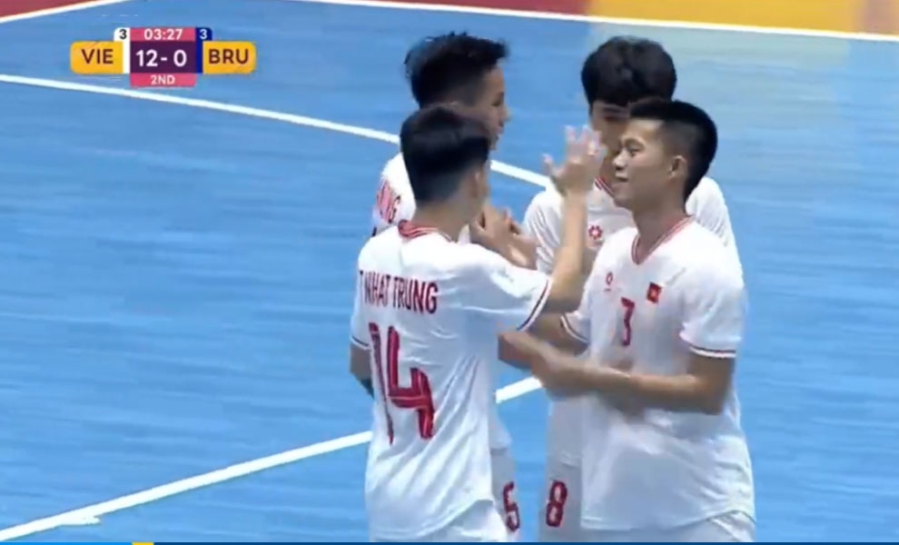 Đội tuyển futsal Việt Nam thắng áp đảo 14-0 trước Brunei