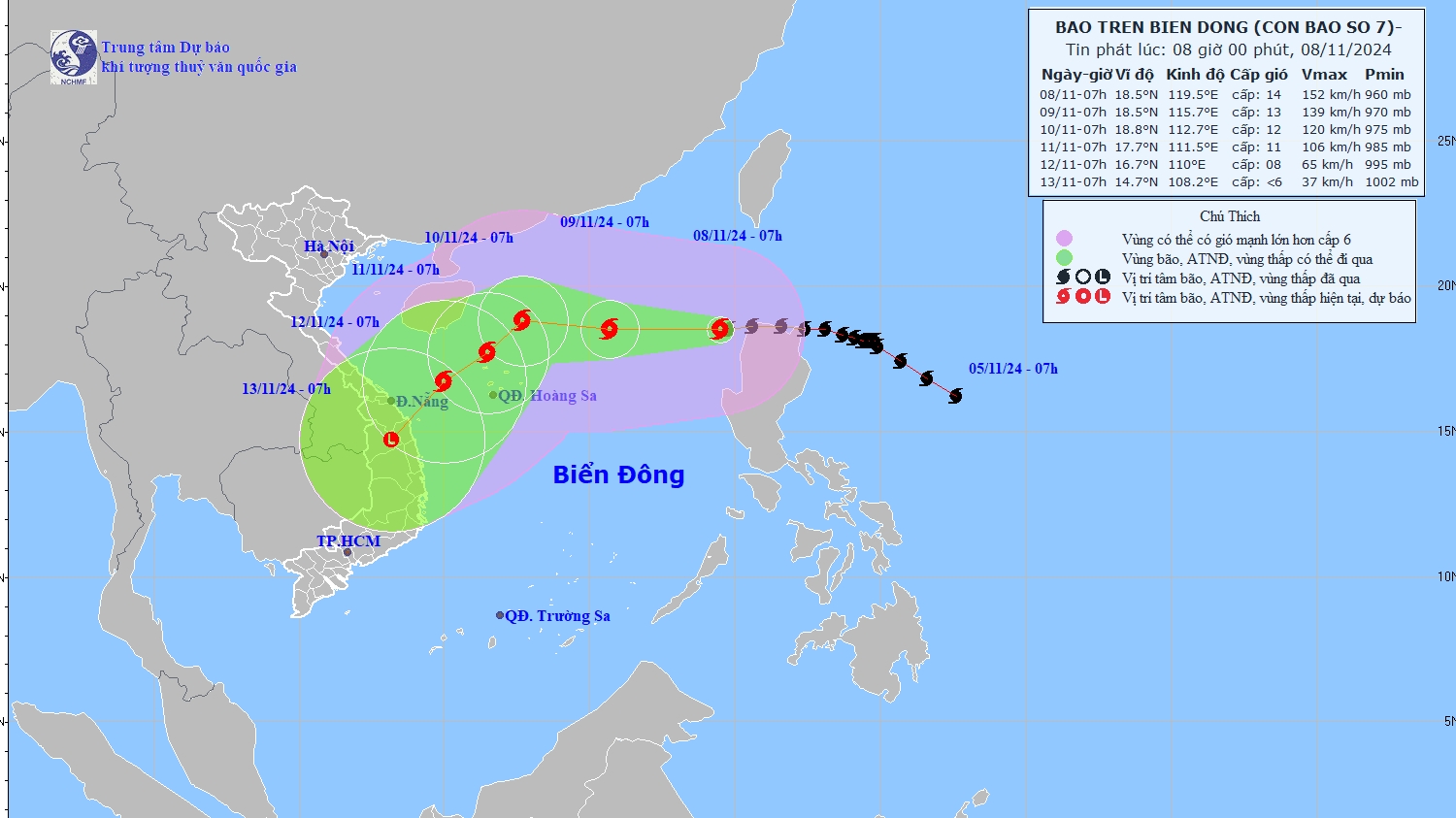 Dự báo hướng di chuyển và sức ảnh hưởng của bão số 7 mới nhất