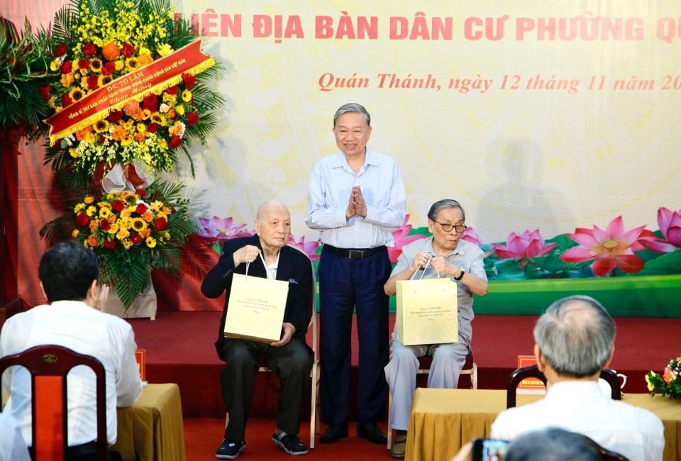 Tổng Bí thư Tô Lâm dự Ngày hội Đại đoàn kết tại phường Quán Thánh, quận Ba Đình