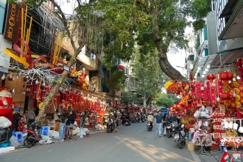 Chưa hết Noel, phố Hàng Mã đã thay màu áo Tết