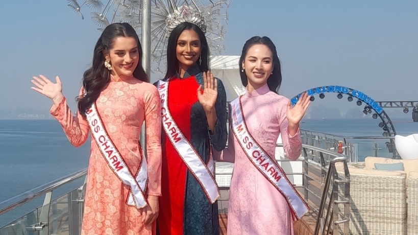 Top 3 Miss Charm 2024 quảng bá du lịch Vịnh Hạ Long