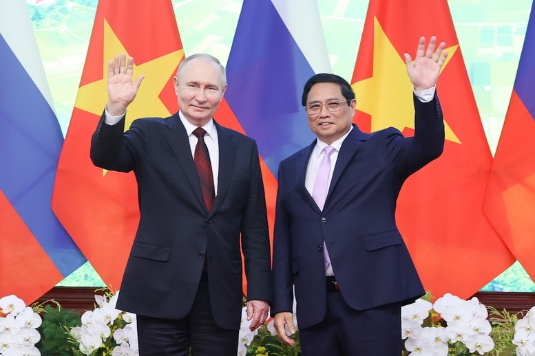 Thủ tướng Phạm Minh Chính hội kiến Tổng thống Nga Vladimir Putin có chuyến thăm cấp Nhà nước tới Việt Nam ngày 20/6/2024. Ảnh: VGP/Nhật Bắc