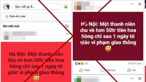 “Một thanh niên thu về 50 triệu đồng sau 1 ngày tố giác giao thông” là thông tin xuyên tạc