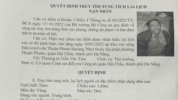 Tìm tung tích người đàn ông tử vong tại khu vực sông Hàn