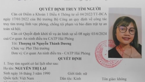 Truy tìm người phụ nữ có hành vi phạm pháp ở Hải Phòng