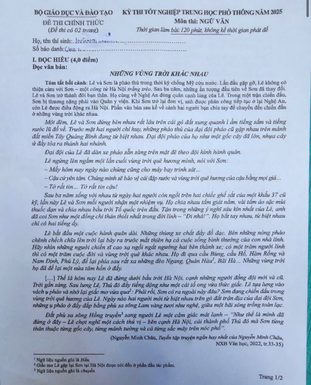 Nhận định và gợi ý đáp án đề thi ngữ văn