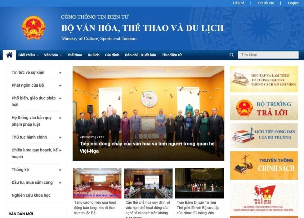 Cổng thông tin điện tử Bộ Văn hóa, Thể thao và Du lịch: cầu nối số trong quản lý nhà nước và lan tỏa giá trị văn hóa