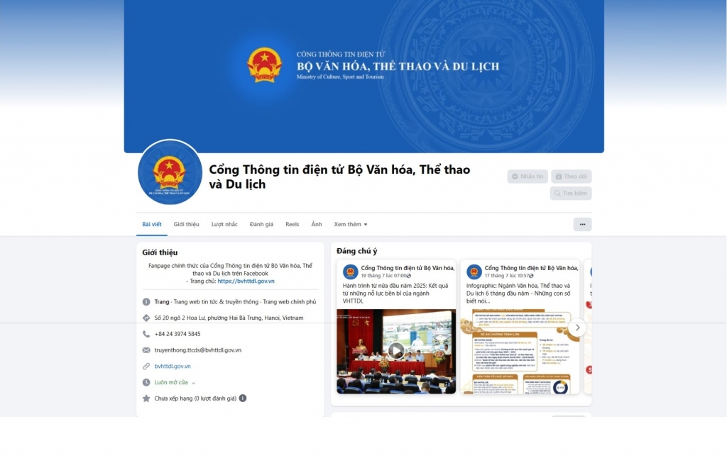 Cổng thông tin điện tử Bộ Văn hóa, Thể thao và Du lịch: cầu nối số trong quản lý nhà nước và lan tỏa giá trị văn hóa