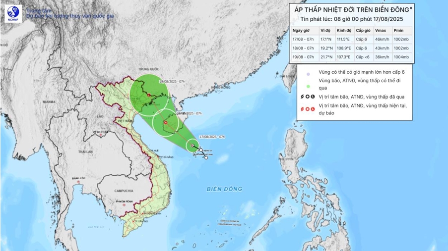 Áp thấp nhiệt đới gây biển động mạnh, cảnh báo nguy hiểm cho tàu thuyền