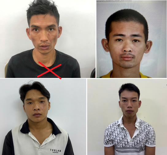 Các đối tượng Phạm Văn Trường (X), Vũ Hữu Cương, Đỗ Thành Đạt và Trần Ngọc Tân. Ảnh: Công an Hải Phòng